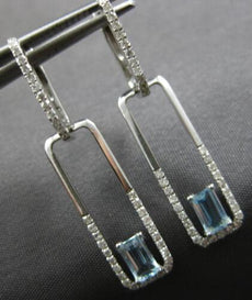.92CT DIAMOND & AAA AQUAMARINE 14KT WHITE GOLD 3D EMERALD CUT & ROUND EARRINGS
