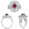 LARGE 1.57CT DIAMOND & AAA RUBY 14K WHITE GOLD OVAL & ROUND SQUARE FILIGREE RING
