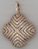 ESTATE 1.34CT DIAMOND 18K ROSE GOLD 3D MULTI ROW V SHAPE FLOWER FLOATING PENDANT