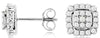 .48CT DIAMOND 14K WHITE GOLD CLASSIC ROUND PAVE SQUARE FLOWER HALO STUD EARRINGS