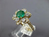 ESTATE 1.39CT DIAMOND & AAA EMERALD 14KT YELLOW GOLD 3D ROUND FLOWER LOVE RING