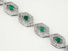 2.45CT DIAMOND & AAA EMERALD 14KT WHITE GOLD PRINCESS & ROUND HEXAGON BRACELET