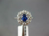 ANTIQUE .52CT DIAMOND & AAA SAPPHIRE 18K WHITE GOLD OVAL & ROUND FLOWER FUN RING