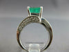 ESTATE LARGE 3.78CT DIAMOND & AAA EMERALD 14KT WHITE GOLD ENGAGEMENT RING #27612