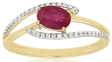 .67CT DIAMOND & AAA RUBY 14KT 2 TONE GOLD 3D OVAL & ROUND CRISS CROSS LOVE RING