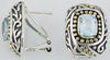 LARGE 3.4CT AAA BLUE TOPAZ 14K YELLOW GOLD & 925 SILVER CUSHION CLIP ON EARRINGS
