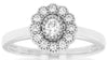 ESTATE .31CT DIAMOND 14KT WHITE GOLD 3D FLOWER FILIGREE MILGRAIN FRIENDSHIP RING
