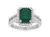 2.65CT DIAMOND & AAA EMERALD 14KT WHITE GOLD 3D ROUND & BAGUETTE ENGAGEMENT RING