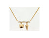ESTATE .05CT DIAMOND 14KT YELLOW GOLD 3D SQUARE TRIANGULAR CHARM BAR NECKLACE