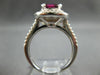 LARGE 4.80CT DIAMOND & AAA RHODOLITE 14KT WHITE GOLD DOUBLE HALO ENGAGEMENT RING