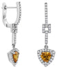 1.08CT DIAMOND & AAA CITRINE 14KT WHITE GOLD TRILLION & ROUND HALO FUN EARRINGS