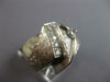 LARGE .37CT DIAMOND 14KT WHITE GOLD 3D MATTE & SHINY CRISS CROSS FUN MENS RING