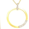 .47CT DIAMOND 18KT 2 TONE GOLD 3D CIRCLE OF LIFE MATTE & SHINY FLOATING PENDANT