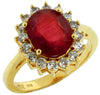4.30CT DIAMOND & AAA RUBY 14KT YELLOW GOLD CLASSIC OVAL & ROUND FLOWER FUN RING