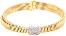 .35CT DIAMOND 18KT 2 TONE GOLD 3D SQUARE CRISS CROSS SNAKE CUFF BANGLE BRACELET