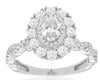1.23CT DIAMOND 14KT WHITE GOLD ROUND & OVAL DOUBLE HALO INFINITY ENGAGEMENT RING