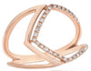 ESTATE .17CT DIAMOND 14K ROSE GOLD 3D CLASSIC ROUND DOUBLE V SHAPE FUN LOVE RING