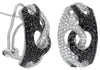 1.65CT WHITE & BLACK DIAMOND 14KT WHITE GOLD 3D LOVE KNOT MULTI ROW FUN EARRINGS