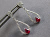.62CT DIAMOND & AAA RUBY 14KT WHITE GOLD CLASSIC TEAR DROP HANGING FUN EARRINGS