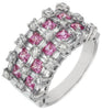 LARGE 2.60CT DIAMOND & AAA PINK SAPPHIRE 14K WHITE GOLD CLASSIC ANNIVERSARY RING