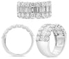 WIDE 3.19CT DIAMOND 14K WHITE GOLD 3D ROUND & BAGUETTE LUCIDA 3 ROW WEDDING RING