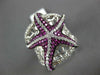 ESTATE LARGE 1.73CT DIAMOND & AAA RUBY 14KT WHITE GOLD LUCKY STARFISH FUN RING