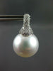 LARGE .79CT DIAMOND & AAA SOUTH SEA PEARL 18K WHITE GOLD HUGGIE HANGING EARRINGS