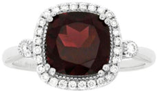 2.78CT DIAMOND & AAA RHODOLITE 14KT WHITE GOLD CUSHION & ROUND SQUARE HALO RING