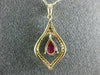 ESTATE .34CT DIAMOND & AAA RUBY 14K YELLOW GOLD CLASSIC TEAR DROP LEAF PENDANT|C5993R-1