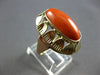 ANTIQUE LARGE AAA CORAL 14KT YELLOW & ROSE GOLD HANDCRAFTED FLORAL RING #28031