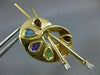 ESTATE 2.45CT DIAMOND MUTLI GEM 14K GOLD PAINTERS PALETTE BRUSH PIN BROOCH 20181