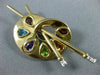 ESTATE 2.45CT DIAMOND MUTLI GEM 14K GOLD PAINTERS PALETTE BRUSH PIN BROOCH 20181