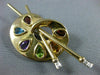 ESTATE 2.45CT DIAMOND MUTLI GEM 14K GOLD PAINTERS PALETTE BRUSH PIN BROOCH 20181
