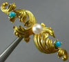 ANTIQUE AAA PEARL & TURQUOISE 14KT YELLOW GOLD HANDCRAFTED FILIGREE BROOCH 22544