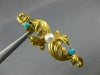 ANTIQUE AAA PEARL & TURQUOISE 14KT YELLOW GOLD HANDCRAFTED FILIGREE BROOCH 22544