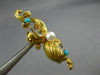 ANTIQUE AAA PEARL & TURQUOISE 14KT YELLOW GOLD HANDCRAFTED FILIGREE BROOCH 22544