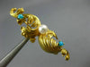 ANTIQUE AAA PEARL & TURQUOISE 14KT YELLOW GOLD HANDCRAFTED FILIGREE BROOCH 22544