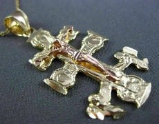 ANTIQUE 14KT YELLOW & ROSE GOLD 3D HANDCRAFTED CRUCIFIX CROSS PENDANT #24291