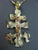 ANTIQUE 14KT YELLOW & ROSE GOLD 3D HANDCRAFTED CRUCIFIX CROSS PENDANT #24291