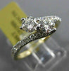 ESTATE 1.02CT DIAMOND 14KT YELLOW GOLD 2 STONE CRISS CROSS LOVE ANNIVERSARY RING
