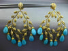 ESTATE EXTRA LARGE 1.25CT DIAMOND & TURQUOISE 18KT YELLOW GOLD HANGING EARRINGS