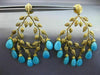 ESTATE EXTRA LARGE 1.25CT DIAMOND & TURQUOISE 18KT YELLOW GOLD HANGING EARRINGS