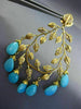ESTATE EXTRA LARGE 1.25CT DIAMOND & TURQUOISE 18KT YELLOW GOLD HANGING EARRINGS