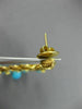 ESTATE EXTRA LARGE 1.25CT DIAMOND & TURQUOISE 18KT YELLOW GOLD HANGING EARRINGS