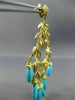 ESTATE EXTRA LARGE 1.25CT DIAMOND & TURQUOISE 18KT YELLOW GOLD HANGING EARRINGS