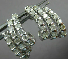 ESTATE .89CT DIAMOND 18KT WHITE GOLD 3D THREE ROW UMBRELLA FUN HANGING EARRINGS