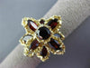 ANTIQUE EXTRA LARGE 6.0CT AAA GARNET 14KT YELLOW GOLD 3D FLOWER RING #25609