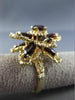 ANTIQUE EXTRA LARGE 6.0CT AAA GARNET 14KT YELLOW GOLD 3D FLOWER RING #25609