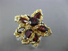 ANTIQUE EXTRA LARGE 6.0CT AAA GARNET 14KT YELLOW GOLD 3D FLOWER RING #25609