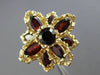 ANTIQUE EXTRA LARGE 6.0CT AAA GARNET 14KT YELLOW GOLD 3D FLOWER RING #25609
